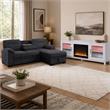 Pemberly Row Set of 2 TV Stand with Fireplace & Sleeper Sectional Sofa