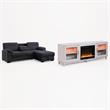 Pemberly Row Set of 2 TV Stand with Fireplace & Sleeper Sectional Sofa