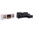 Pemberly Row Set of 2 TV Stand with Fireplace & Sleeper Sectional Sofa