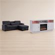 Pemberly Row Set of 2 TV Stand with Fireplace & Sleeper Sectional Sofa