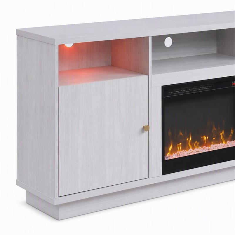 Pemberly Row Set of 2 TV Stand with Fireplace & Sleeper Sectional Sofa