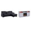 Pemberly Row Set of 2 TV Stand with Fireplace & Sleeper Sectional Sofa