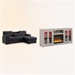 Pemberly Row Living Room Set of 2 Fireplace TV Stand & Sleeper Sectional Sofa