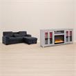 Pemberly Row Living Room Set of 2 Fireplace TV Stand & Sleeper Sectional Sofa