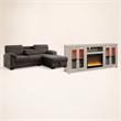 Pemberly Row Living Room Set of 2 Fireplace TV Stand & Sleeper Sectional Sofa