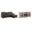 Pemberly Row Living Room Set of 2 Fireplace TV Stand & Sleeper Sectional Sofa