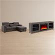 Pemberly Row Living Room Set of 2 Fireplace TV Stand & Sleeper Sectional Sofa