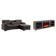 Pemberly Row Living Room Set of 2 Fireplace TV Stand & Sleeper Sectional Sofa