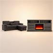 Pemberly Row Living Room Set of 2 Fireplace TV Stand & Sleeper Sectional Sofa