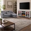 Pemberly Row Living Room Set of 2 Fireplace TV Stand & Sleeper Sectional Sofa
