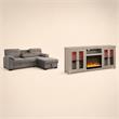 Pemberly Row Living Room Set of 2 Fireplace TV Stand & Sleeper Sectional Sofa