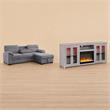 Pemberly Row Living Room Set of 2 Fireplace TV Stand & Sleeper Sectional Sofa