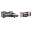 Pemberly Row Living Room Set of 2 Fireplace TV Stand & Sleeper Sectional Sofa
