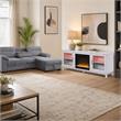 Pemberly Row Living Room Set of 2 Fireplace TV Stand & Sleeper Sectional Sofa
