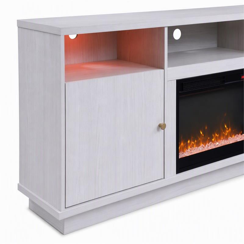 Pemberly Row Living Room Set of 2 Fireplace TV Stand & Sleeper Sectional Sofa