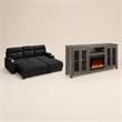 Pemberly Row Set of 2 Fireplace TV Console and Black Sleeper Sectional Sofa