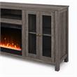 Pemberly Row Set of 2 Fireplace TV Console and Black Sleeper Sectional Sofa