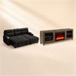 Pemberly Row Set of 2 Fireplace TV Console and Black Sleeper Sectional Sofa