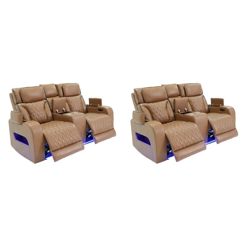 Pemberly Row Set of 2 Power Reclining Loveseats with LED Lighting