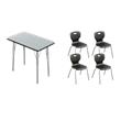 Pemberly Row 5-Piece Set of Classroom Desk and 4 Stacking Student Chairs