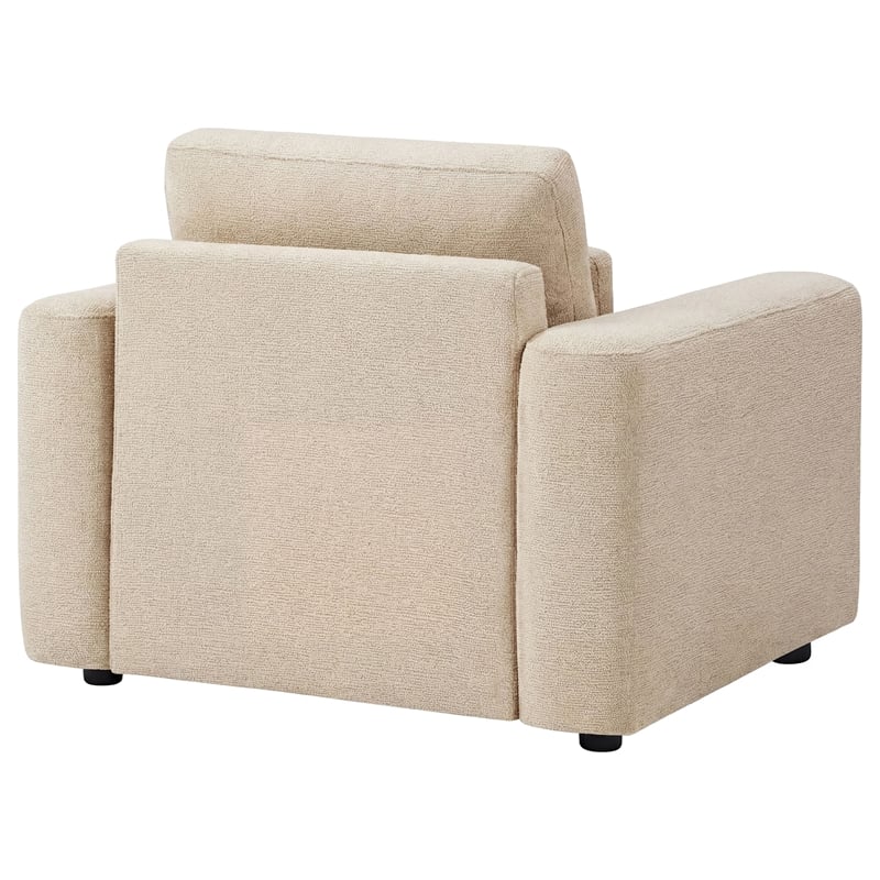 Pemberly Row Chenille Upholstered Track Arm Accent Chair in Camel