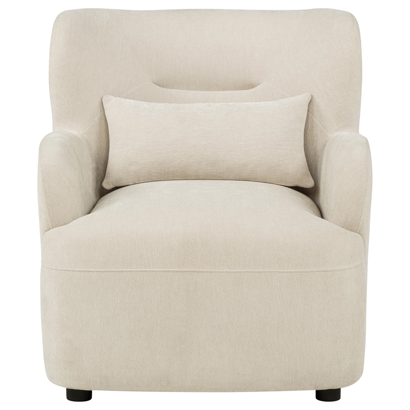 Pemberly Row Fabric Deep-Seated High-Back Accent Chair in Beige