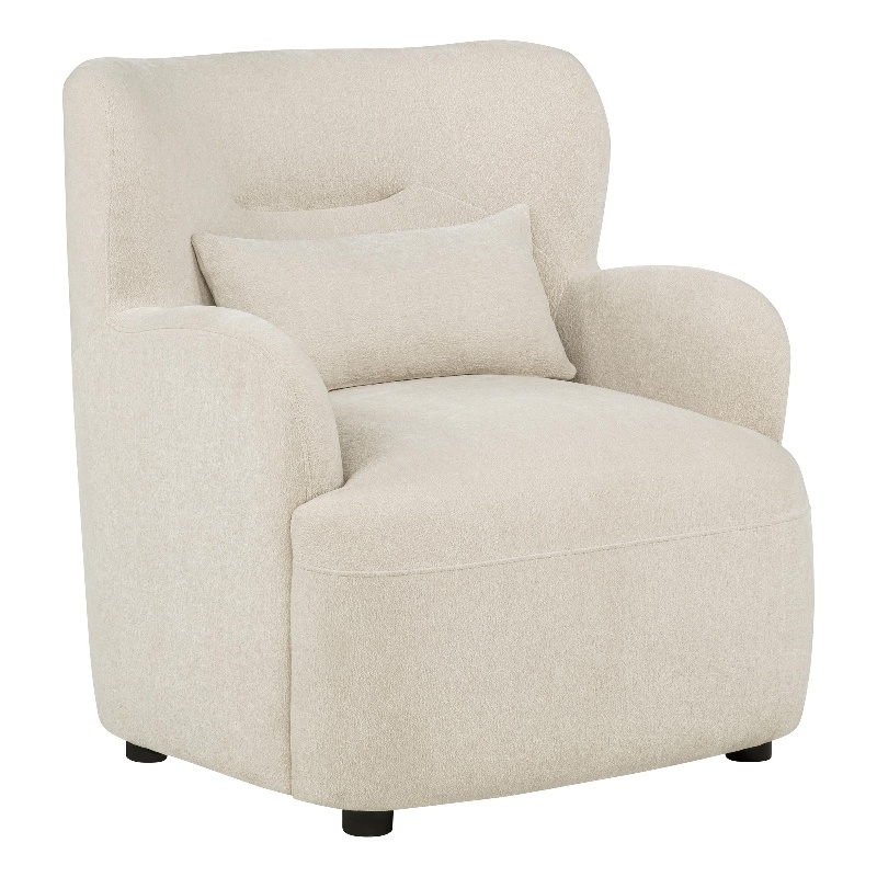 Pemberly Row Fabric Deep-Seated High-Back Accent Chair in Beige