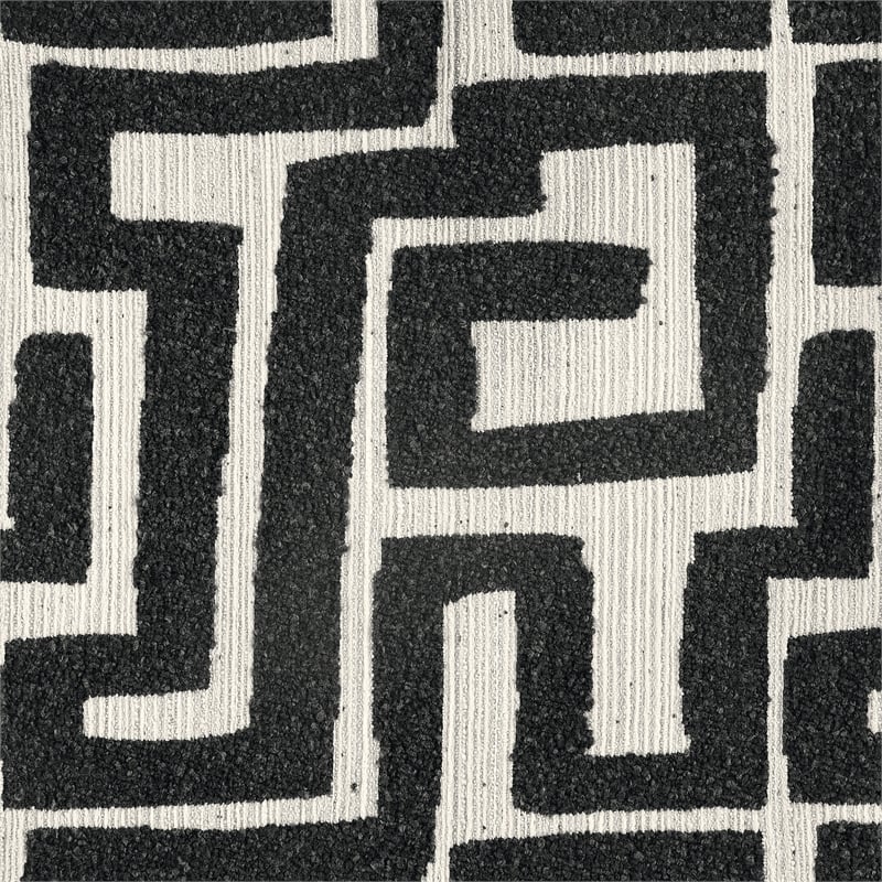 Pemberly Row Contemporary Geometric Fabric Jacquard Accent Chair in Black