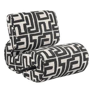 Pemberly Row Contemporary Geometric Fabric Jacquard Accent Chair in Black