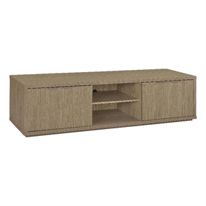 Pemberly Row 85-Inch TV Stand with Soft-Close Doors and Shelf in Latte