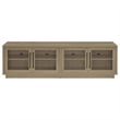 Pemberly Row Glass Door TV Stand for TVs up to 85 Inches in Latte
