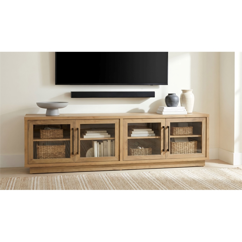 Pemberly Row Engineered Wood TV Stand for TVs up to 85 Inches in Oak