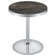 Pemberly Row Engineered Wood Round Faux Marble Top Side Table in Gray