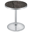 Pemberly Row Engineered Wood Round Faux Marble Top Side Table in Gray