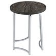 Pemberly Row Round Faux Marble Top Side Table with Arched Base in Gray