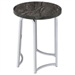 Pemberly Row Round Faux Marble Top Side Table with Arched Base in Gray