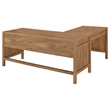 Pemberly Row Lift Top L-shape Engineered Wood Writing Desk in Brown