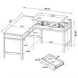 Pemberly Row Lift Top L-shape Engineered Wood Writing Desk in Brown