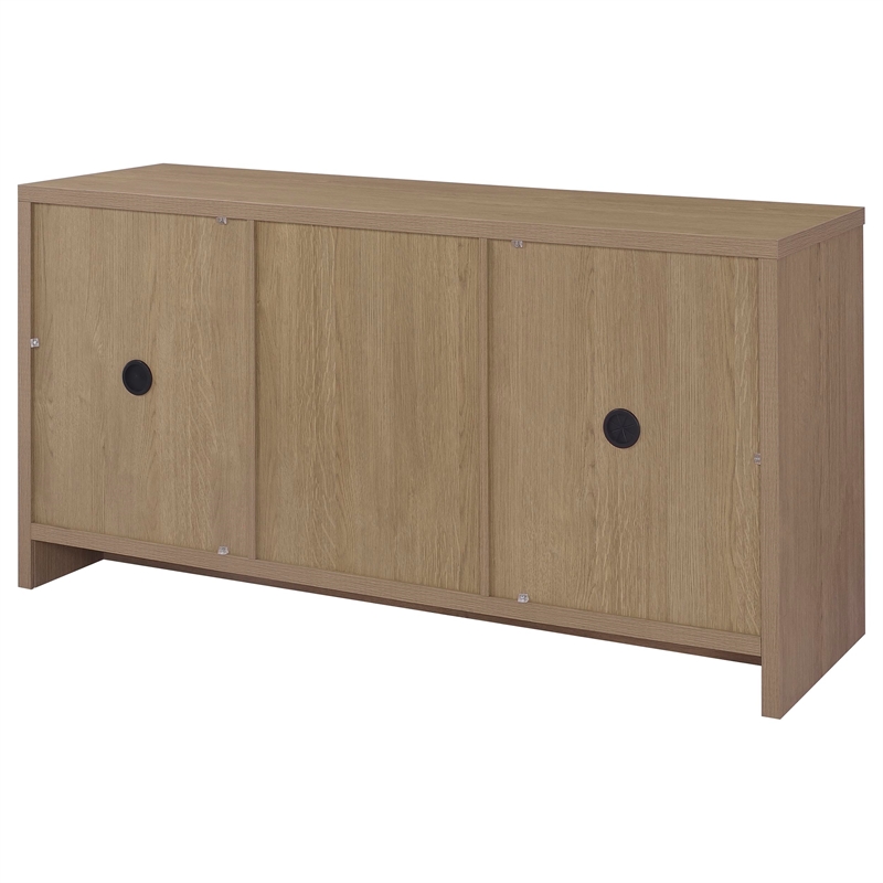 Pemberly Row 3-Drawer Fluted Accent Storage Cabinet Console in Latte