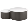 Pemberly Row 2-Piece Round Marble Top Nesting Coffee Table Set in Charcoal
