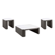 Pemberly Row 3-Piece Square Marble Top Coffee and End Table Set in Charcoal