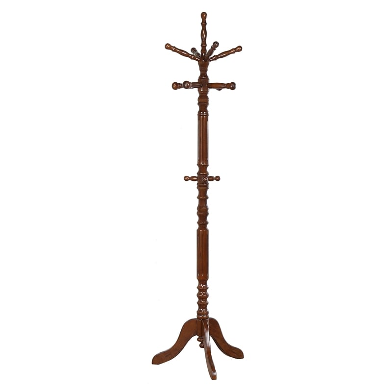 Pemberly Row 11 Hook Freestanding Wood Coat Rack and Hanger in Tobacco