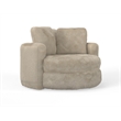 Pemberly Row Faux Fur Swivel Barrel Accent Chair with Oversized Design