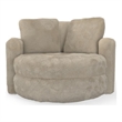 Pemberly Row Faux Fur Swivel Barrel Accent Chair with Oversized Design