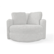Pemberly Row Faux Fur Natural Tone Oversized Swivel Barrel Accent Chair
