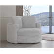 Pemberly Row Faux Fur Natural Tone Oversized Swivel Barrel Accent Chair