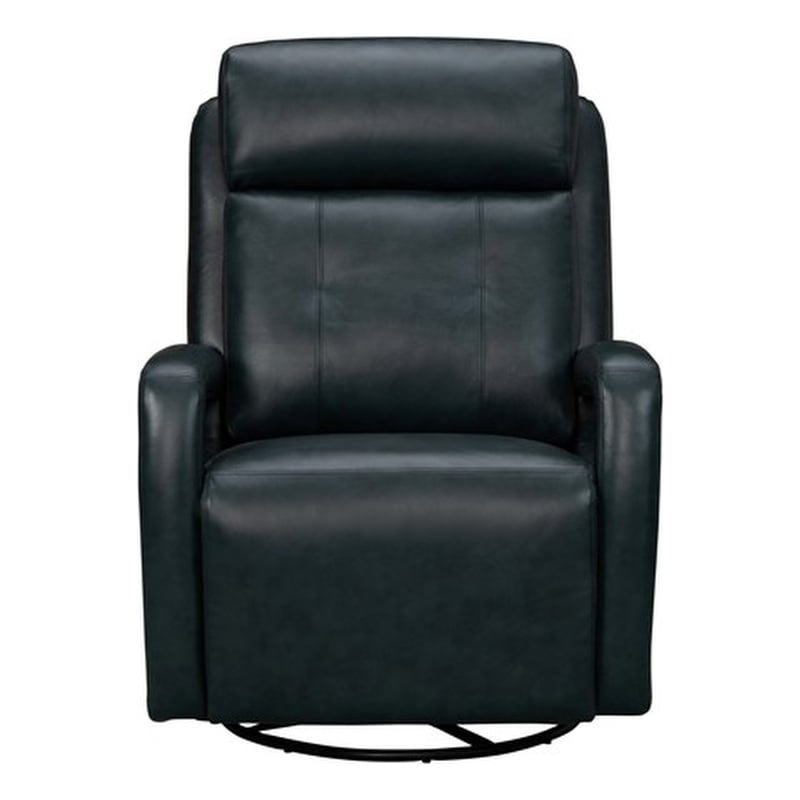 Pemberly Row Leather Power Swivel Glider Recliner in Midnight Blue