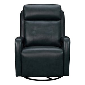 Pemberly Row Leather Power Swivel Glider Recliner in Midnight Blue