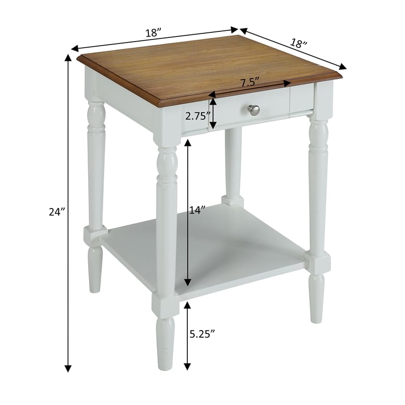 Pemberly Row End Table with Drawer and Shelf in Driftwood and White
