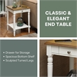 Pemberly Row End Table with Drawer and Shelf in Driftwood and White